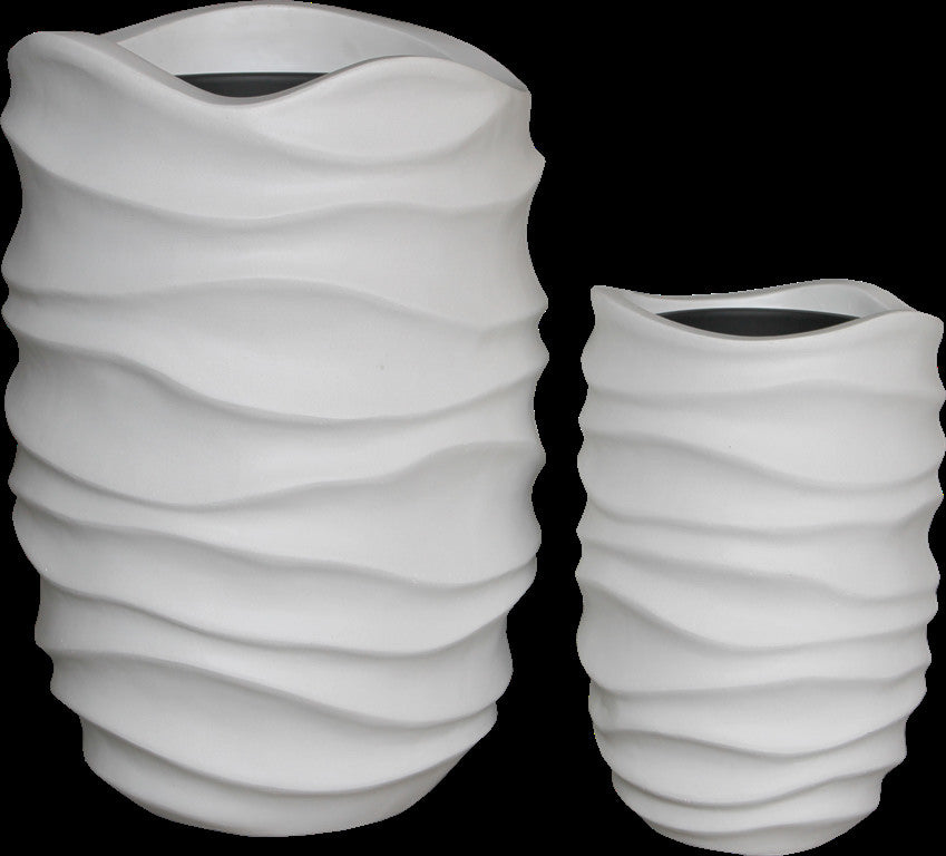 Polystone wave pot (white)